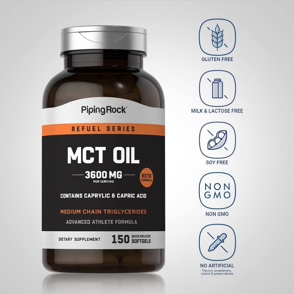 [ ORIGINAL ] Piping Rock MCT Oil Capsules 3600mg - 150 Softgels
