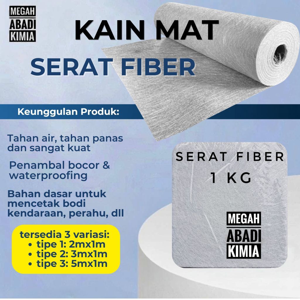 Serat Fiberglass Fiber Mat 1KG Cor Laminasi Kapal Kolam Resin Fiberglass DIY