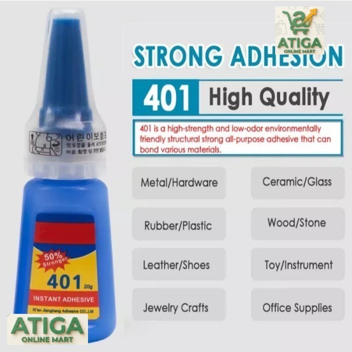 (ATG) Lem Korea Super Kuat Vanes Super Glue 401 Lem Besi Perekat Kulit kain besi sepatu instan 100% 