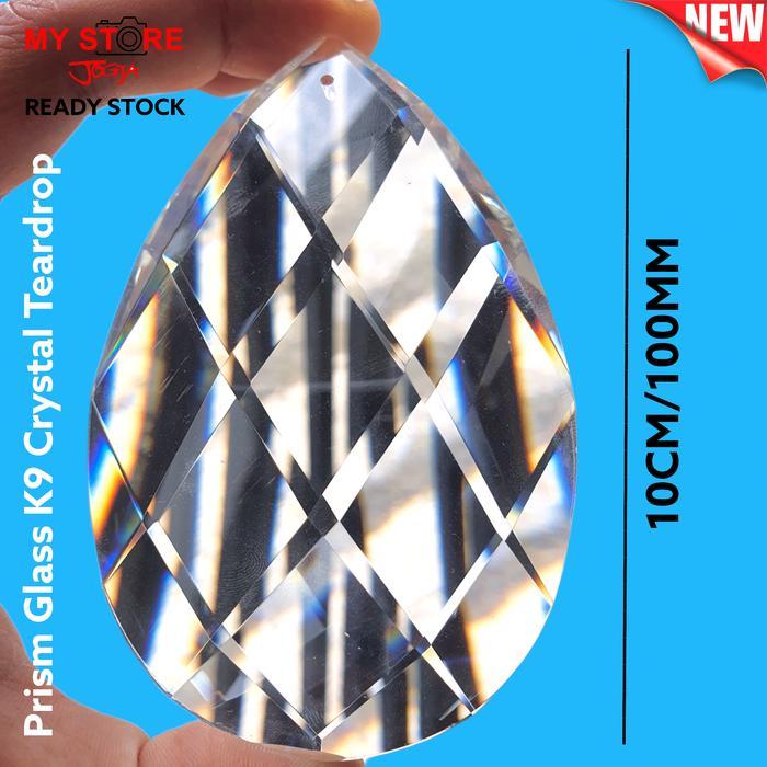 Kaca prisma kaleidoscope teardrop oval K9 jumbo 100mm 10cm effect foto - 10mm / 100mm