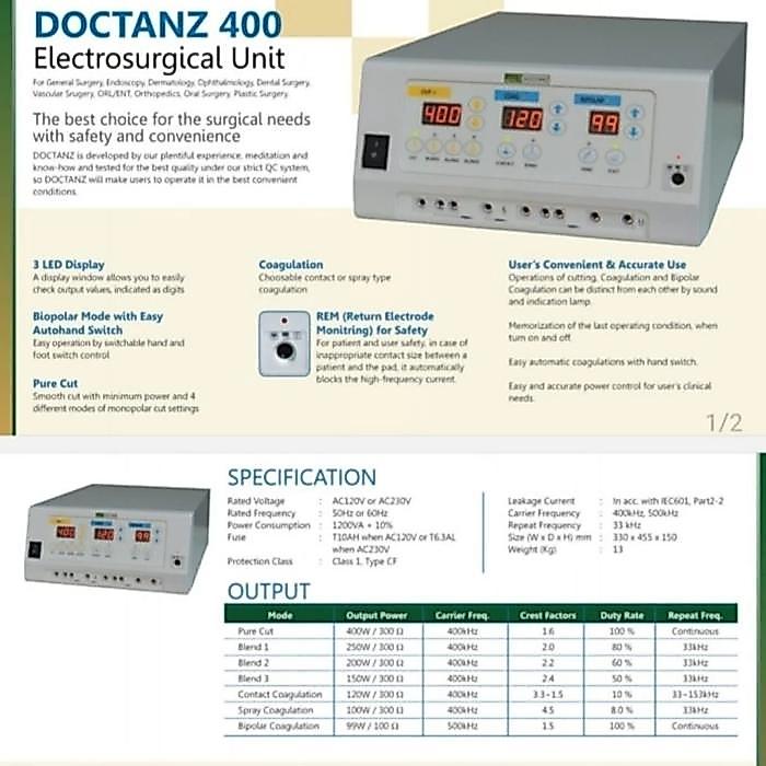 TERBAIK Esu Couter Doctanz 400 Watt / Electrosurgical unit alat bedah elektrik