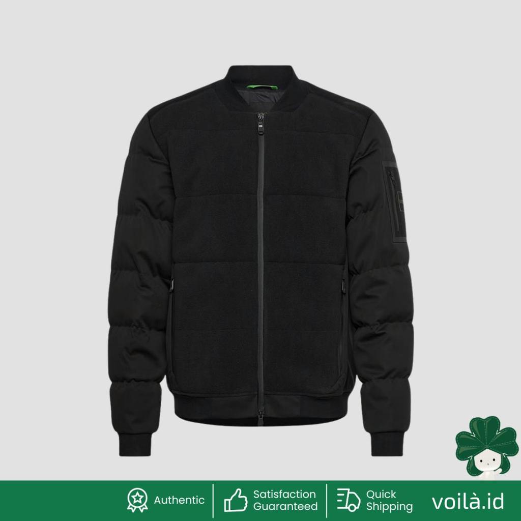 OW_Hole19 Down Bomber Jacket with Full Zipper Black