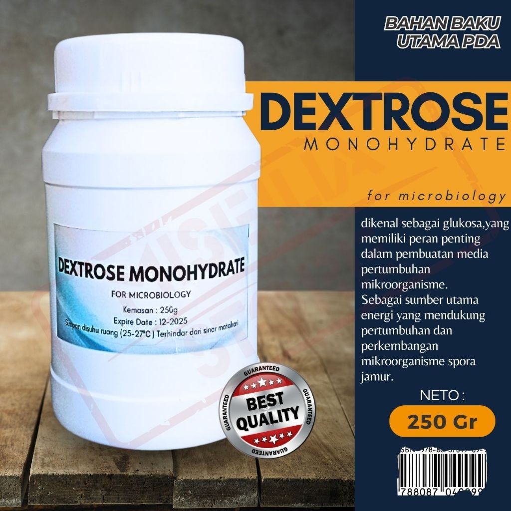 Dextrose Monohydrate Bahan Baku Farmasi Untuk PDA Bibit Jamur F0 250g