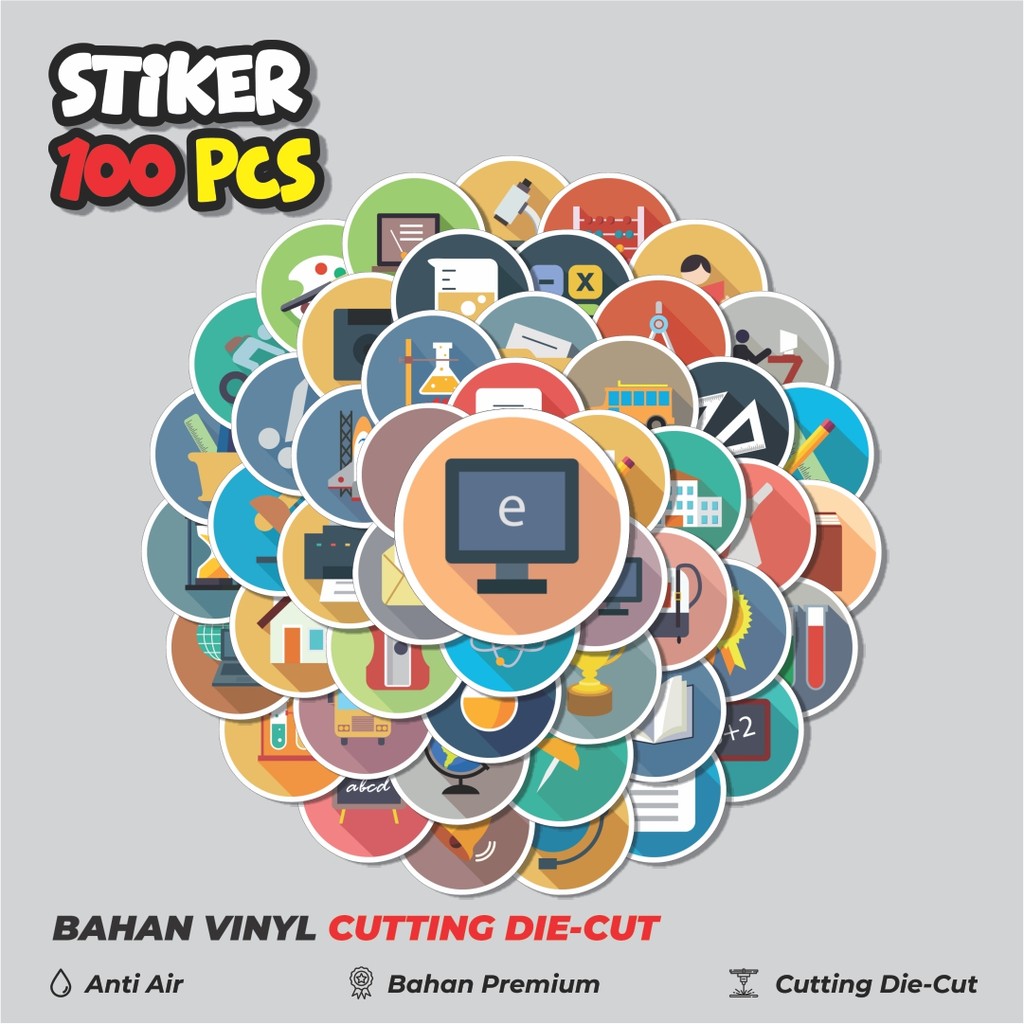 

Terbaru! 50 pcs Stiker Ikon Datar Edukasi Dekorasi Lucu Kreatif untuk Notebook, Skateboard, HP
