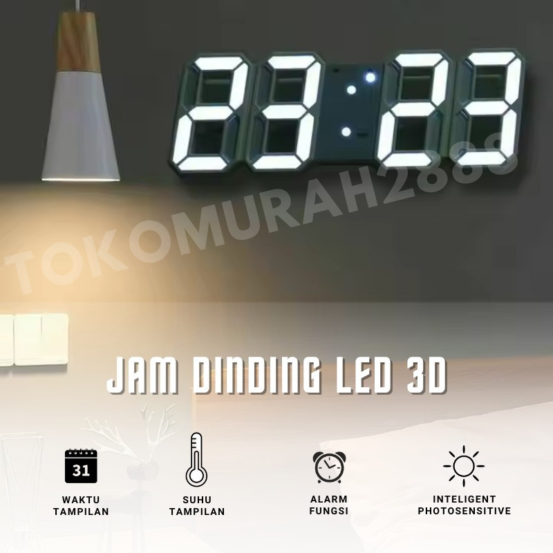 Jam LED Digital Alarm Clock 3D Jam Weker Meja Dinding LED Digital 3D