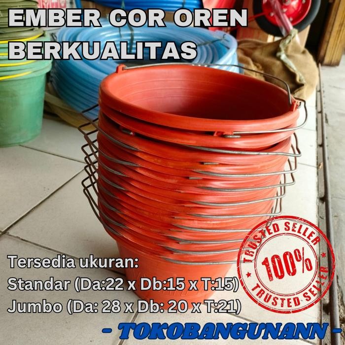 Ember cor Orange Oren / Merah ember aduk semen - Jumbo