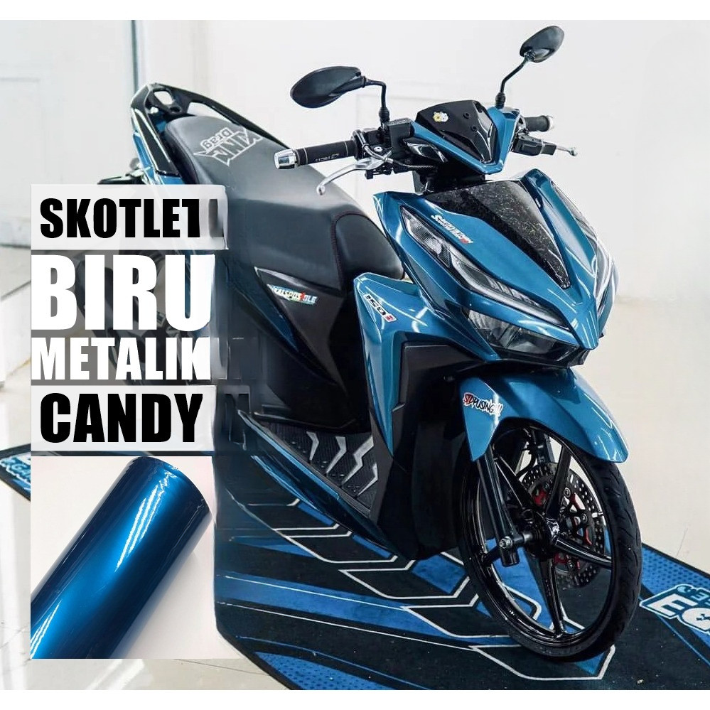 SKOTLET STIKER MOTOR BIRU METALIK CANDY SCOTLITE MOTOR BIRU METALIK CANDY SKOTLET BIRU CANDY SKOTLET