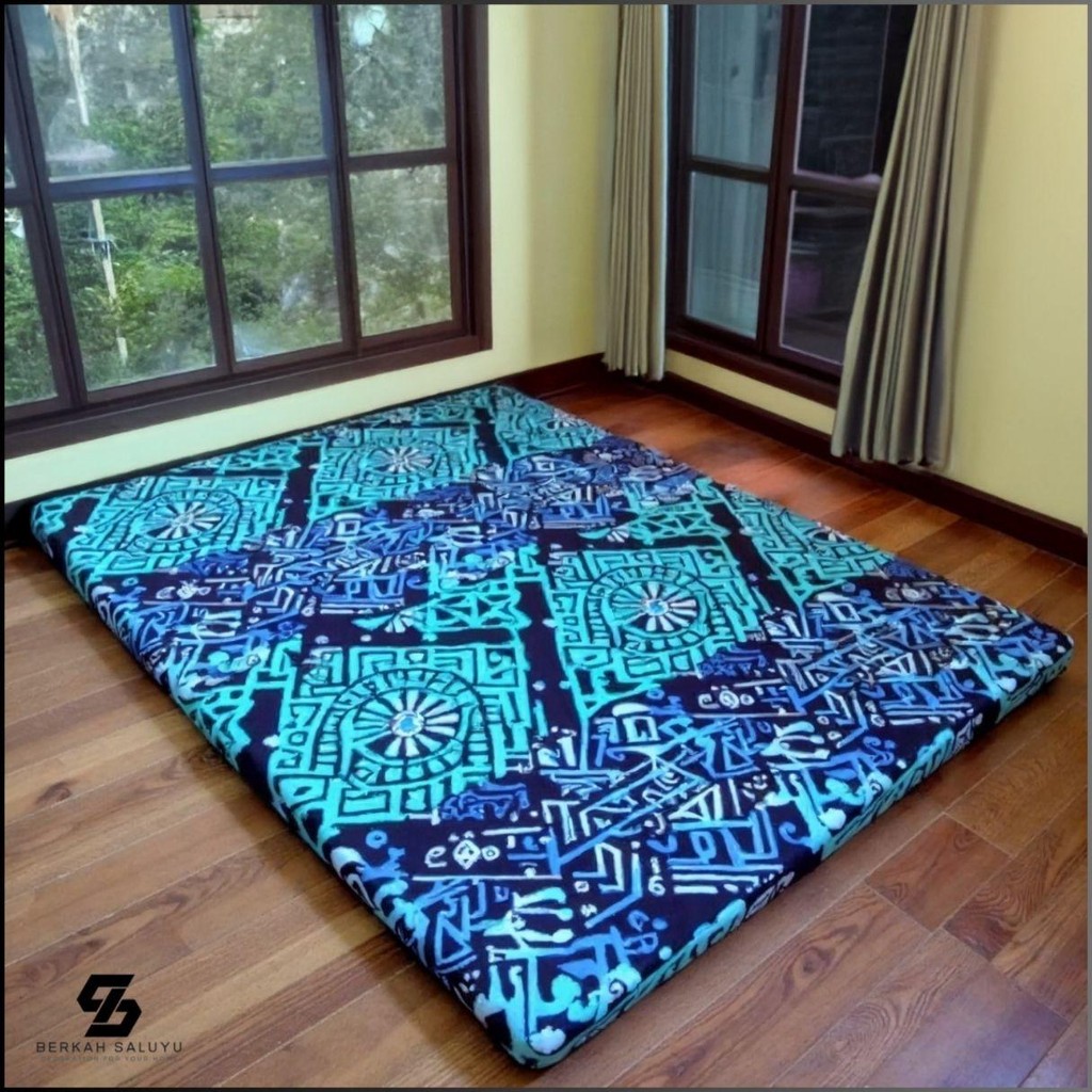 BerkahSaluyu - Kasur Lipat Gulung Surpet Katun Busa Lantai 200x150x4cm Motif New Minimalis