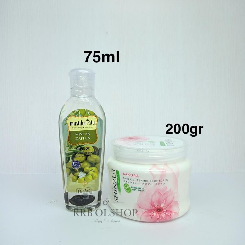 ❤️RRB❤️ Paket Viral 2in1 Perawatan Tubuh -  Lulur Shinzui 200gr Minyak Zaitun Mustika Ratu 75 ml