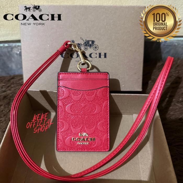 

READY Original CH Lanyard In Signature Leather Red CH ID Card Lanyard