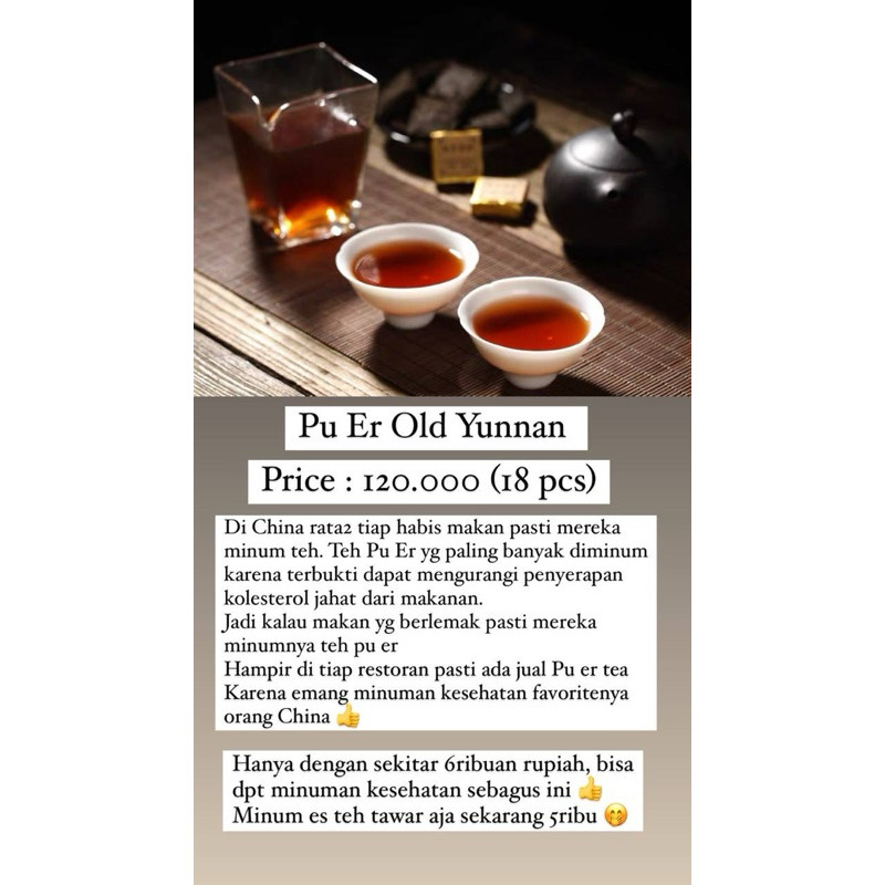 

JAMIN MURAH !!!Puer Old Yunnan CHINESE TEA TERKENAL DI PENANG(BISA LANGSUNG ORDER)