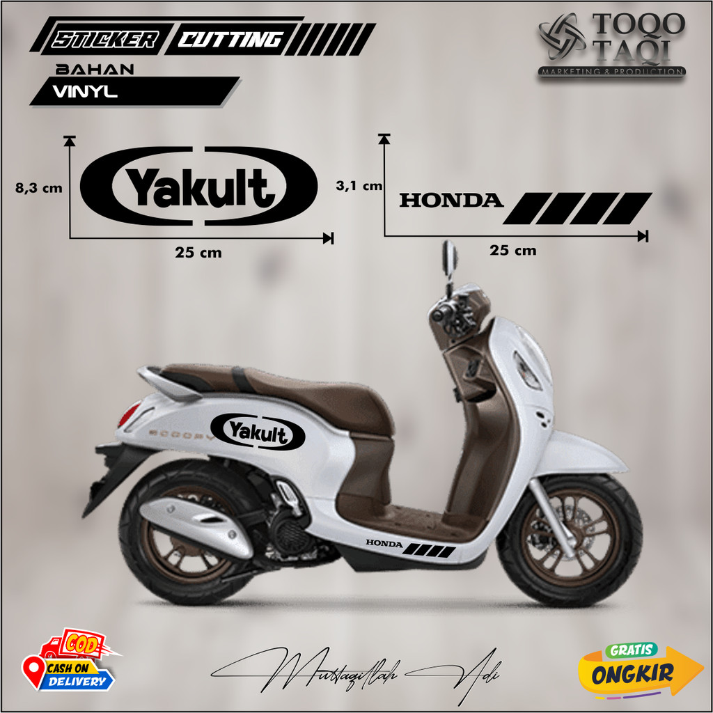 CUTTING STICKER TULISAN YAKULT STIKER BODY MOTOR MATIC SCOOPY PCX NMAX BEAT VARIO