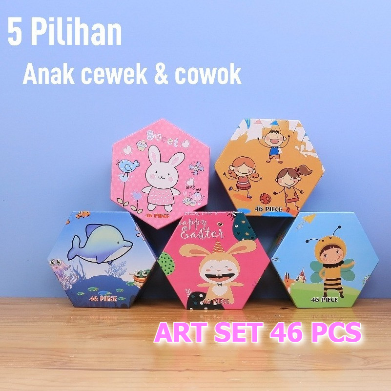 

Crayon Set 46 Pcs Pensil Warna Spidol Cat Air Alat Lukis Mewarnai / ART SET 46 PCS / ALAT MEWARANAI