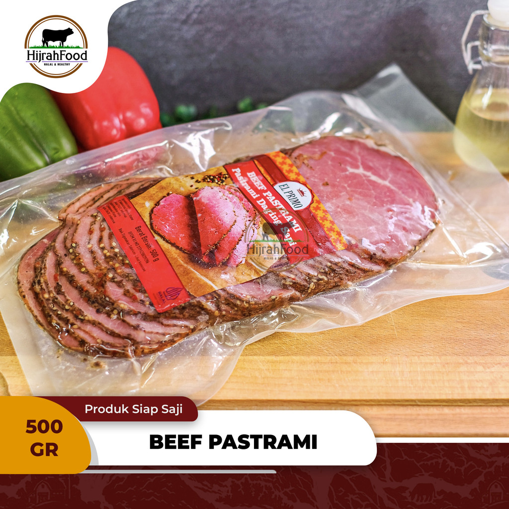 

Elprimo Beef Pastrami Sliced - Smoked & Seasoned | Daging Sapi Pastrami Slice 500g