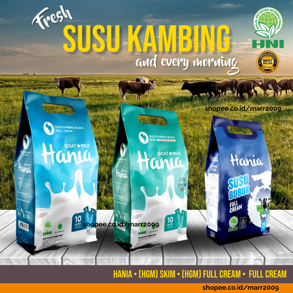 

Hania Susu Kambing - Hania Skim - Hania Full Cream - HNI HPAI