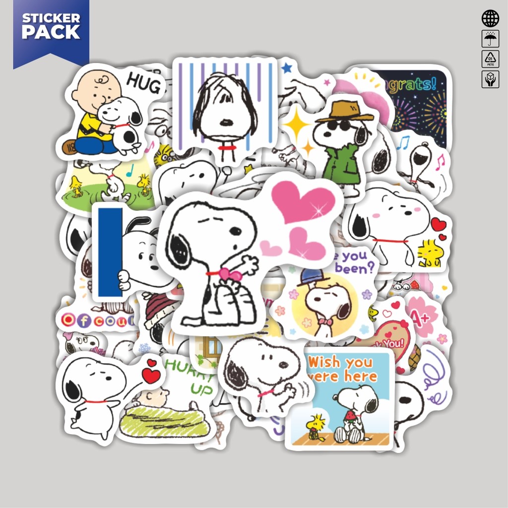 

[100PCS]Stiker Pack Stiker Kartun Snoopy V24 Aesthetic Vinyl Anti Air Dekorasi Sticker Laptop Buku Journal Koper Helm Casing HP Gitar Helm Skateboard