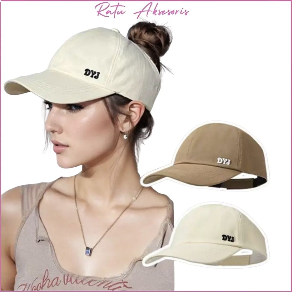 RA - TOPI OLAHRAGA WANITA KOREA TOPI BOLONG MUSLIMAH HIJAB SIMPEL CAP GOLF SPORTY NYAMAN