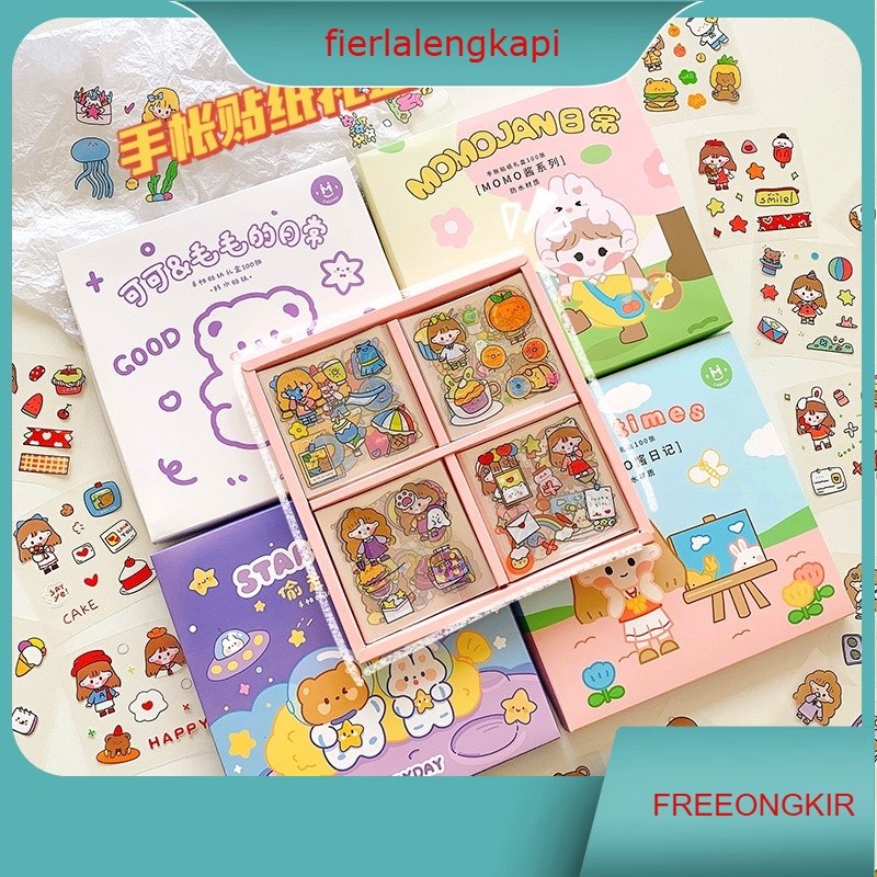 

1 box+100 Pcs Stiker Motif Kartun Anak Perempuan KawaiiMomo Saus Kartun Tangan Akun Stiker Set Hewan Peliharaan Stiker Tahan Air Lucu Hadiah Kotak Cangkir Air Stiker Dekoratif Tangan Stiker Akun