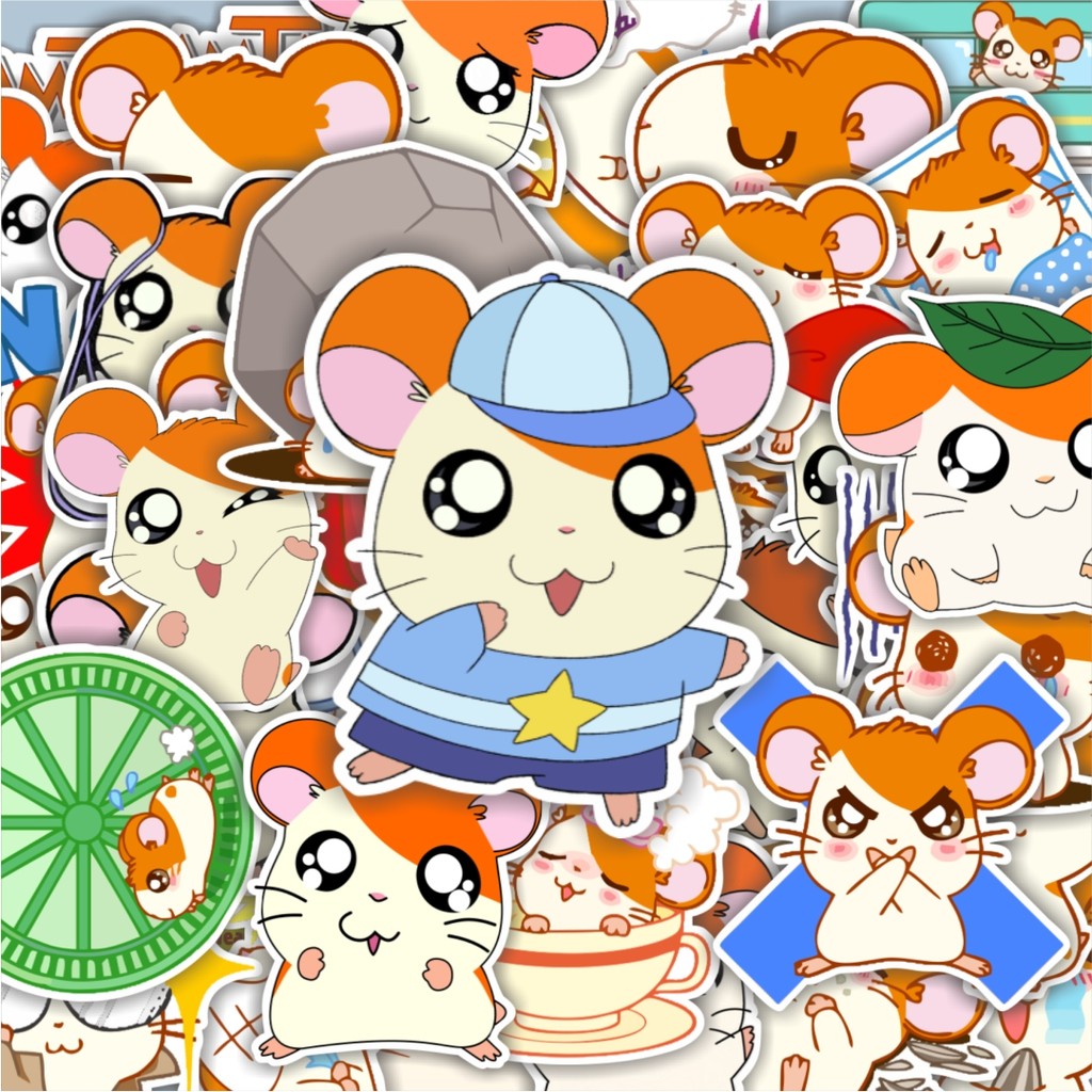 

100PCS Lucu Stiker Kartun Hamtaro Stiker Aesthetic Stiker Anti Air Stikers Berperekat Waterproof sticker decal buat Motor Helm Buku Journal Koper Casing HP Laptop Botol Minum Hadiah anak