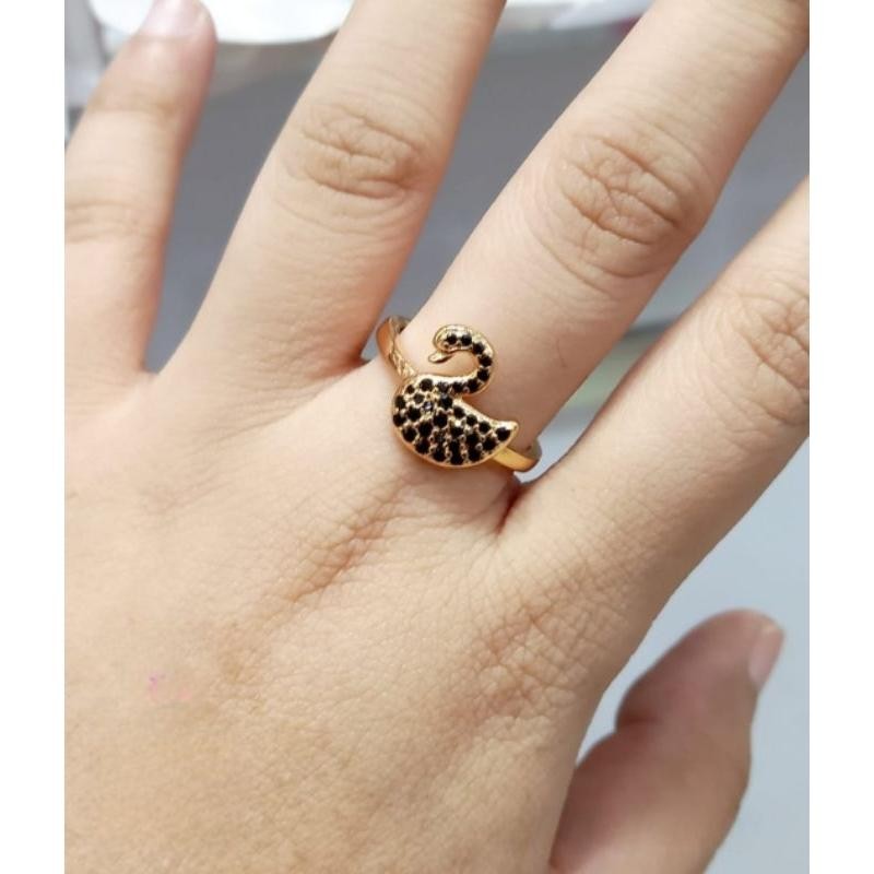 CIncin Rhodium Wanita Perhiasan Permata Imitasi Lapis Emas 18k [ bonus box cantik ]