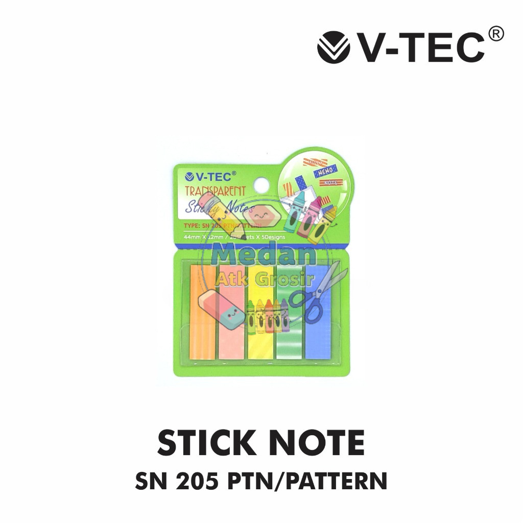 

Kertas Memo / Memo Sticky Note Transparan Ukuran 44x22mm Vtec