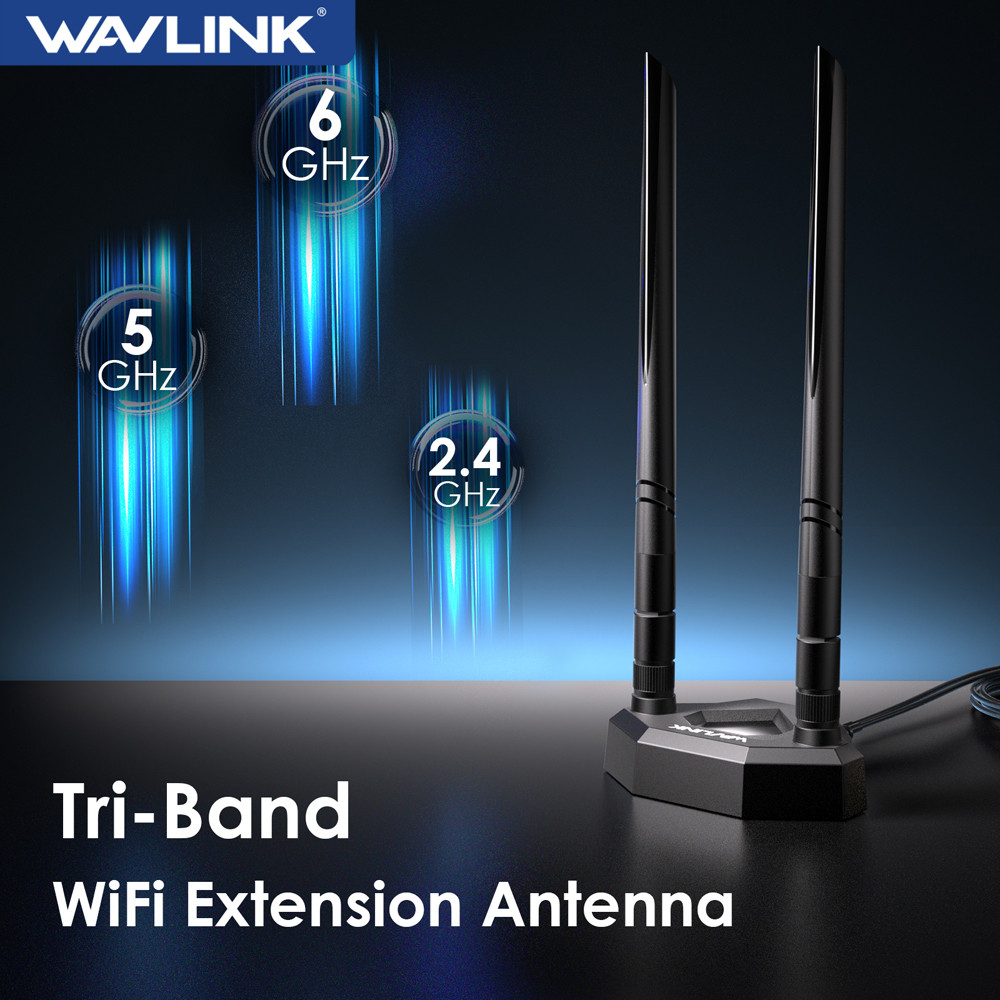 WAVLINK WiFi 6E Tri-Band Extension Antenna 2.4GHz 5GHz 6GHz WiFi Antenna For PCIe Network Card, WiFi