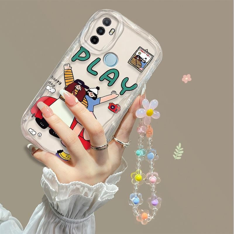 Untuk OPPO A53 A33 A53S Tali tali Casng Hp Kartun CPH2139 Digantung Dengan Tali Casing Tahan Gempa C