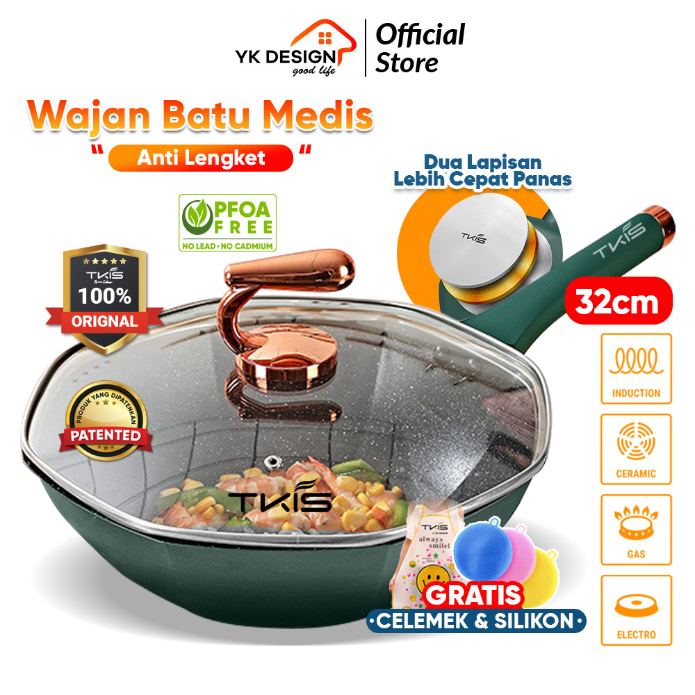 TKIS BY YK DESIGN TK-831 Wajan Penggorengan Batu Medis Ukuran 32 Cm