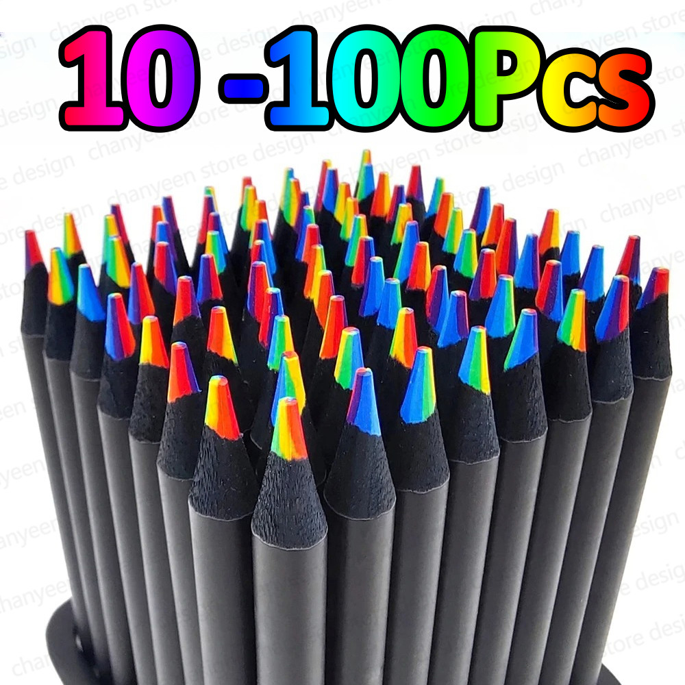 

10-100Pcs Rainbow Drawing Pencil Colored Black Wood Pencils Gift for Sketching Doodling Coloring Painting Colored Pencils