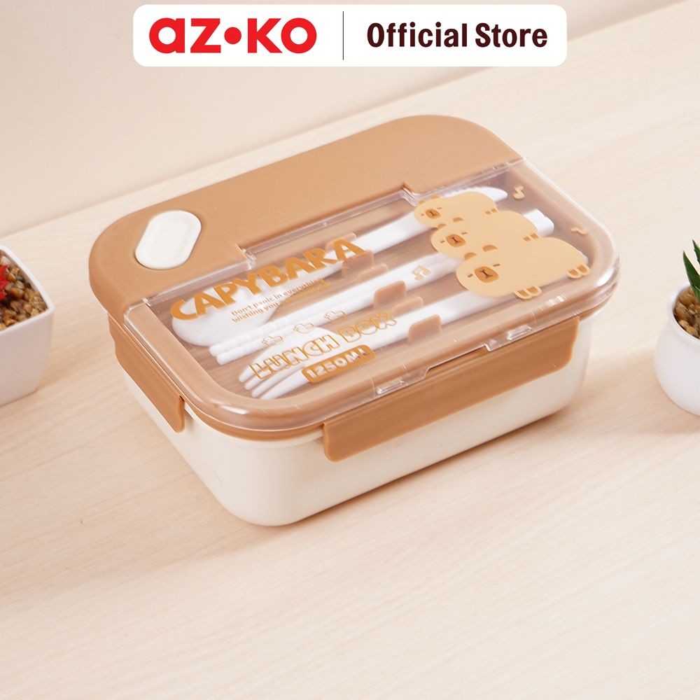 

AZKO Ataru 1.2 Ltr Kotak Makan 3 Sekat Dengan Alat Makan Capybara Lunch Box Food Grade Food Box Kotak Bekal Makan Wadah Makanan
