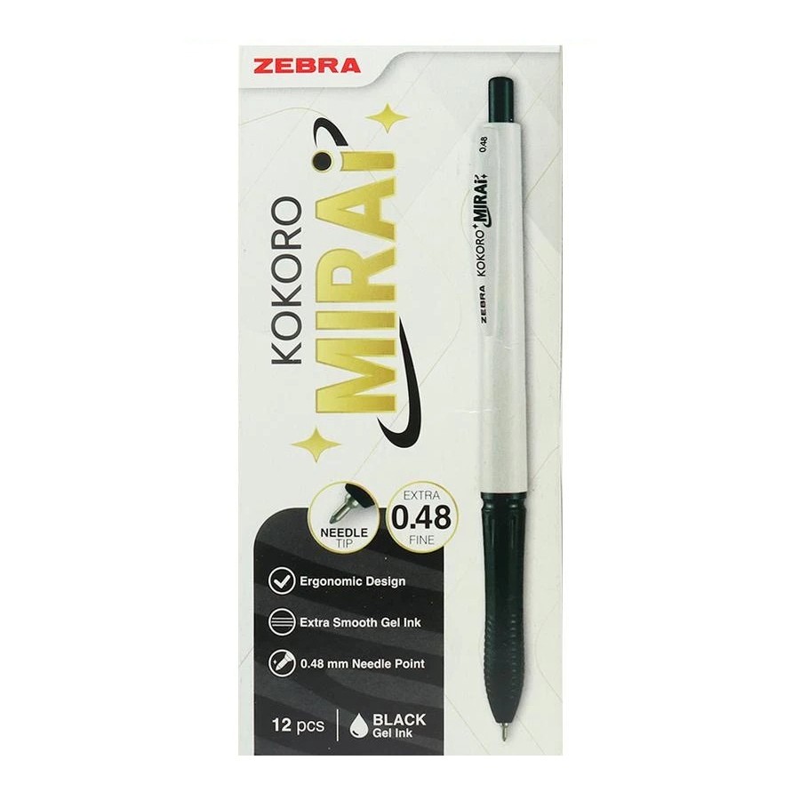 

Pulpen Gel Kokoro Mirai Zebra Kokoro Hitam 0,48 mm Pulpen Gel Hitam Isi 12 PCS