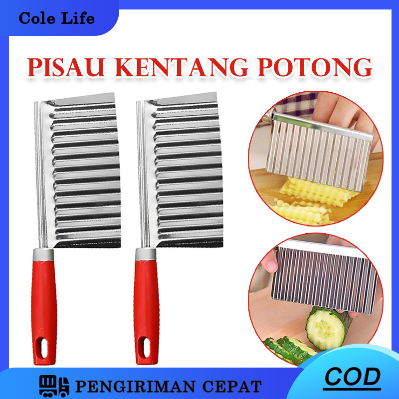 2PCS Pisau Ulir Pemotong Kentang Alat Dapur / Pisau Cutter Ulir Stainless Anti Karat/Pisau Gelombang