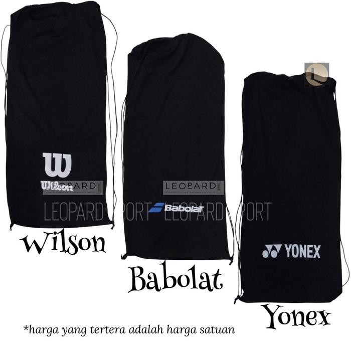 Tas Raket Tenis Lapangan / Sarung Raket Serut Kain Cover Tennis
