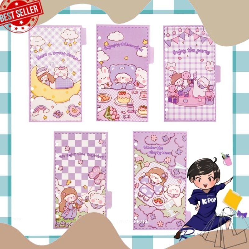 

READYY LAGI (5 Pcs )A6 Index Divider Kertas Binder Motif BESTIE CARTOON RIBBON