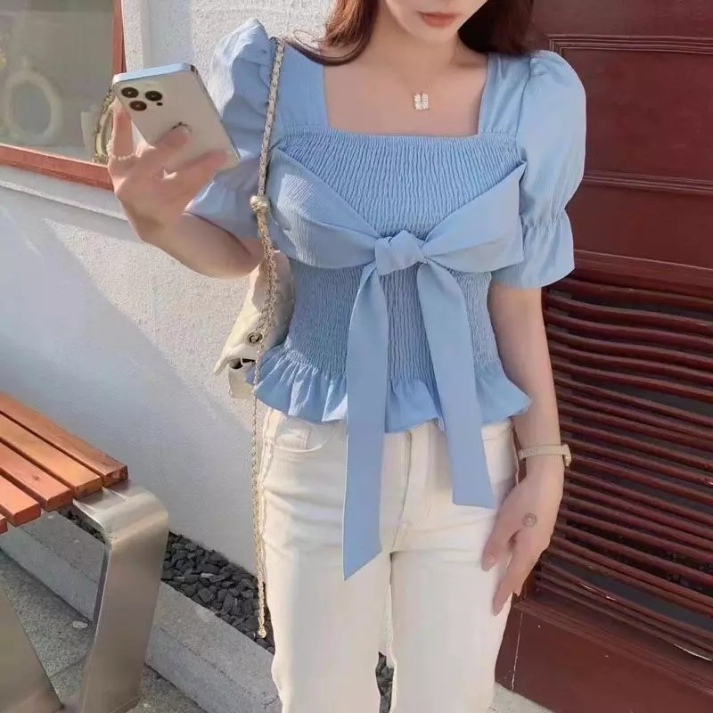 ZETERINDO - ZRX BLOUSE VIOLET PITA MODEL DI DEPAN KESAN MEWAH LENGAN PENDEK KEKINIAN TOP / ASEPA BLO