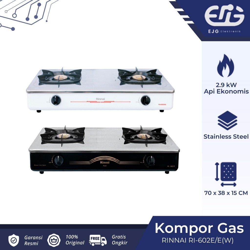 REGULATOR Rinnai kompor gas RI602E/RI602E(W) 2 tungku SNI RI 602E/ RI 602E(W)