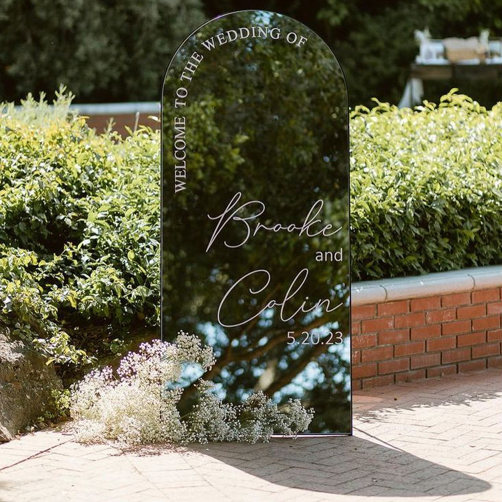 standing mirror wedding sign / Welcome Sign Wedding Mirror Arch  / Wedding Signage Aesthetic