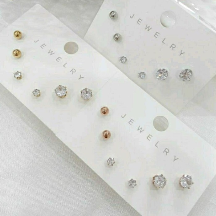 Anting Set Titanium Liontin Permata Asesoris Anting / Anting Wanita