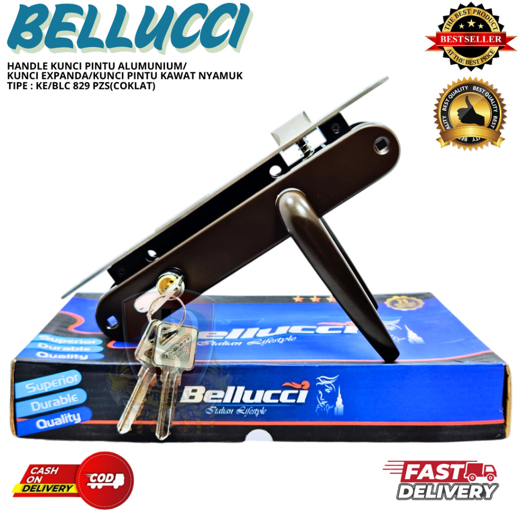 BELLUCCI KE/BLC 829 PZS 1SET KUNCI PINTU ALUMINIUM / KUNCI PINTU ALUM/HANDLE SET PINTU ALUMINIUM BLC