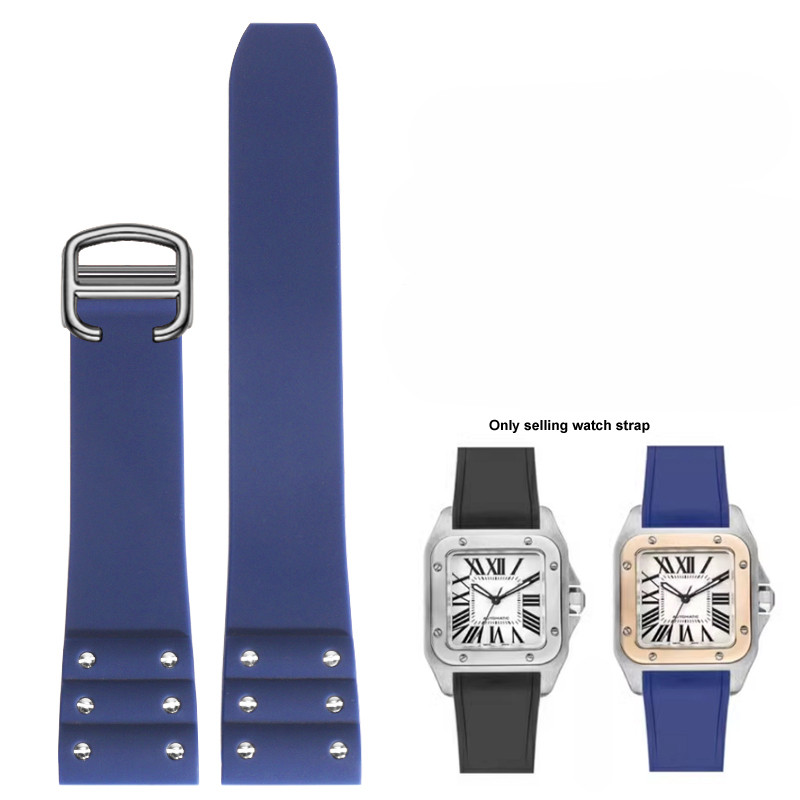 For Cartier Santos strap Silicone bracelet High quality Rubber wat-band for Waterproof rubber band 2