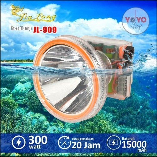 SENTER KEPALA SELAM WATERFOOP TAHAN AIR BATERAI TAHAN LAMA JINLONG JL-909 300WATT