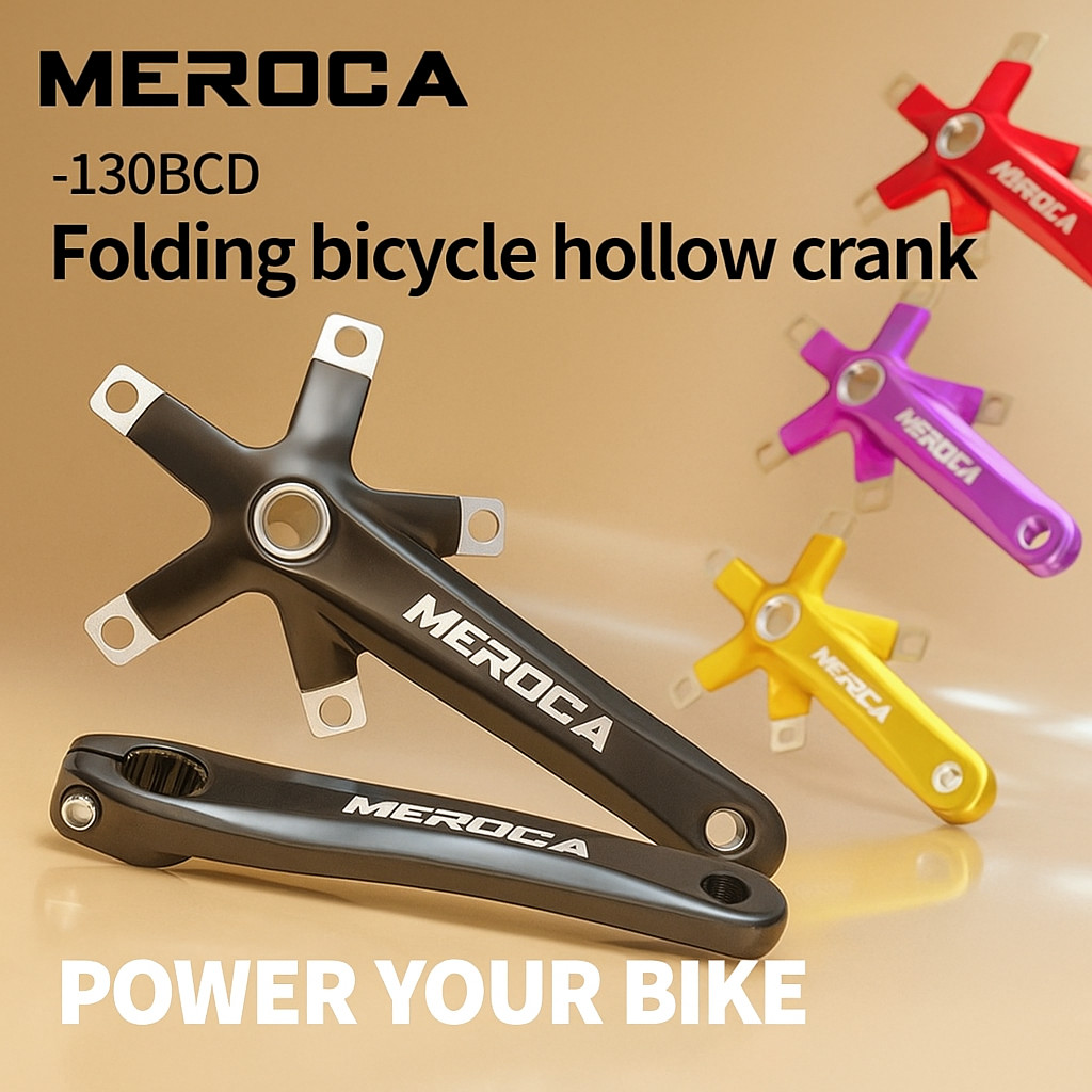 Meroca Crank Alloy 130 BCD untuk Sepeda Lipat Crankset Seli Lengkap Bottom Bracket HT2 Hollowtech 2 