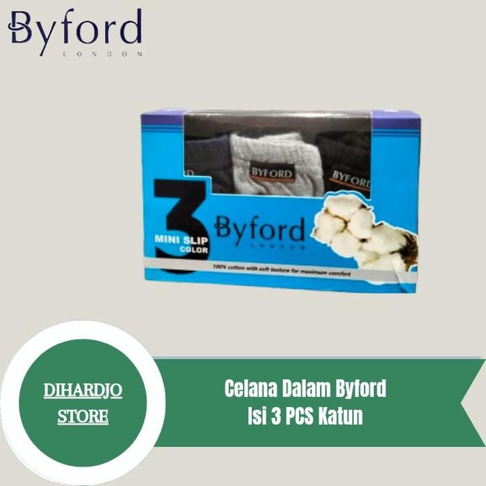 Celana Dalam Byford Isi 3 Pcs Mix Warna Segitiga Brief bahan Katun - S