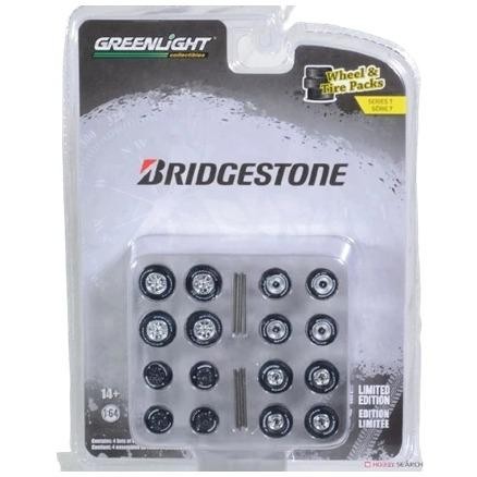16170-A - GREENLIGHT 1/64 WHEEL & TIRE PACKS 7 BIDGESTONE