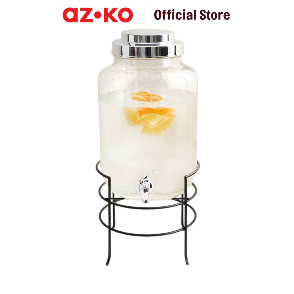 AZKO Culinart 8 ltr Sirklo Dispenser Minuman Kaca Dengan Rak Transparan Drink Dispenser Beverage Dis