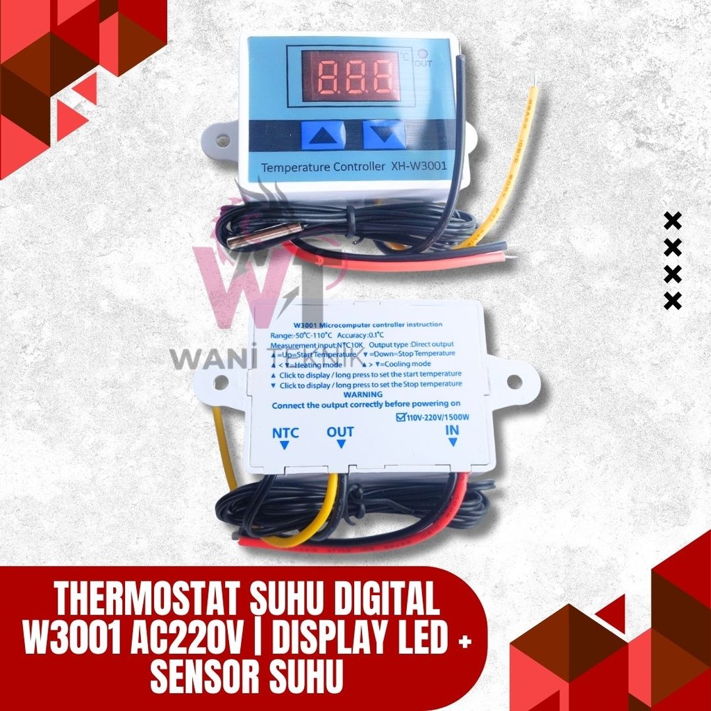 Modul Thermostat Digital W3001 220V | Pengatur Suhu AC Otomatis