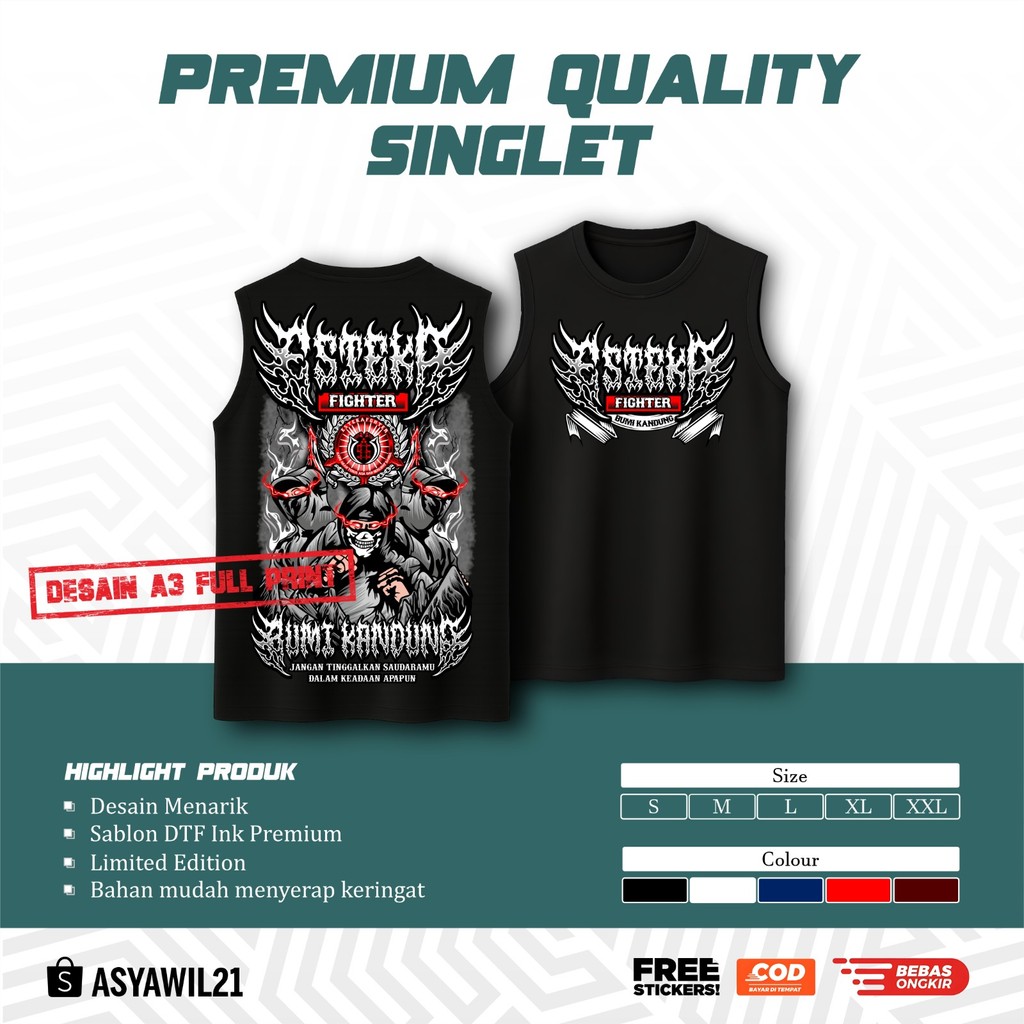 KAOS SINGLET PSHW ESTEKA FIGHTER BUMI KANDUNG - SINGLET PSHW TERBARU - SINGLET PSHW LAMBANG - SINGLE