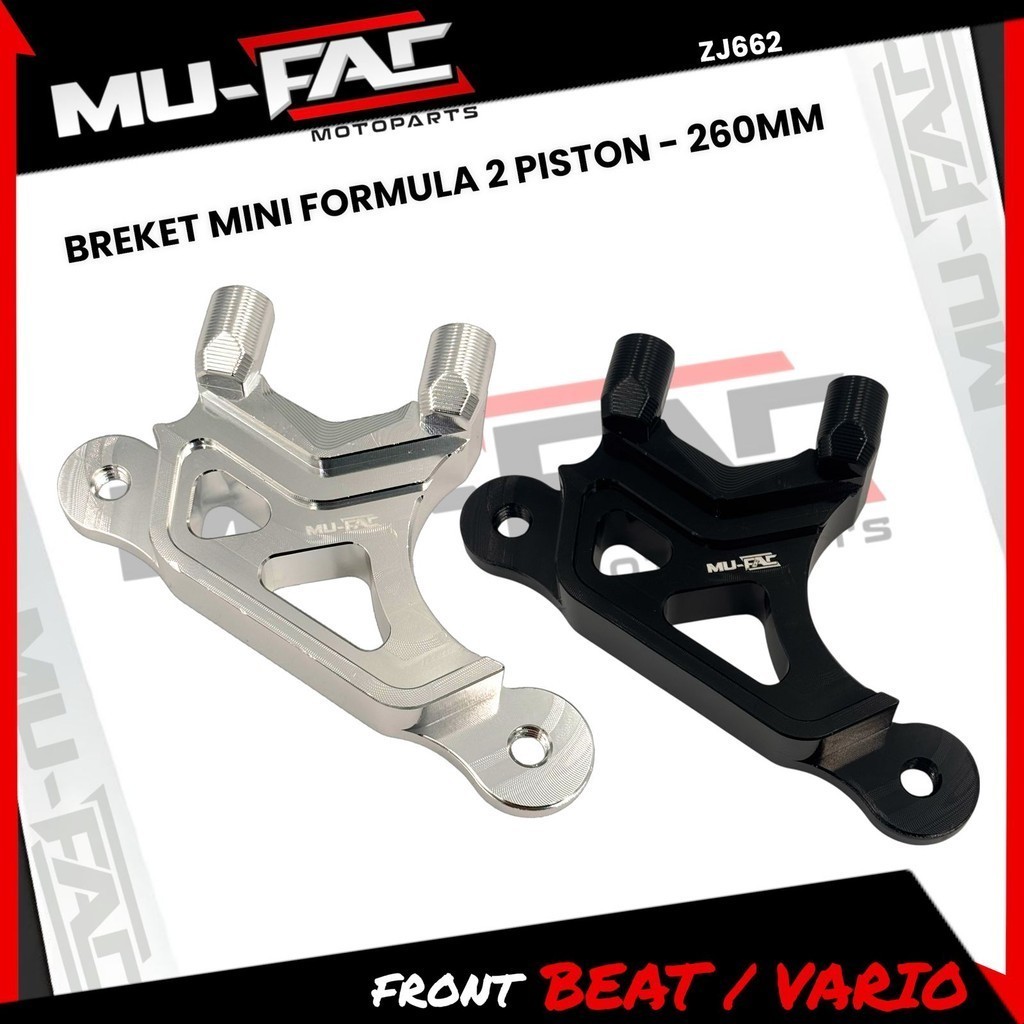 BM Breket MUFAC Kaliper Mini Formula 2 Piston Uk 260mm Motor Beat Vario Scoopy Genio ALUMINIUM CNC