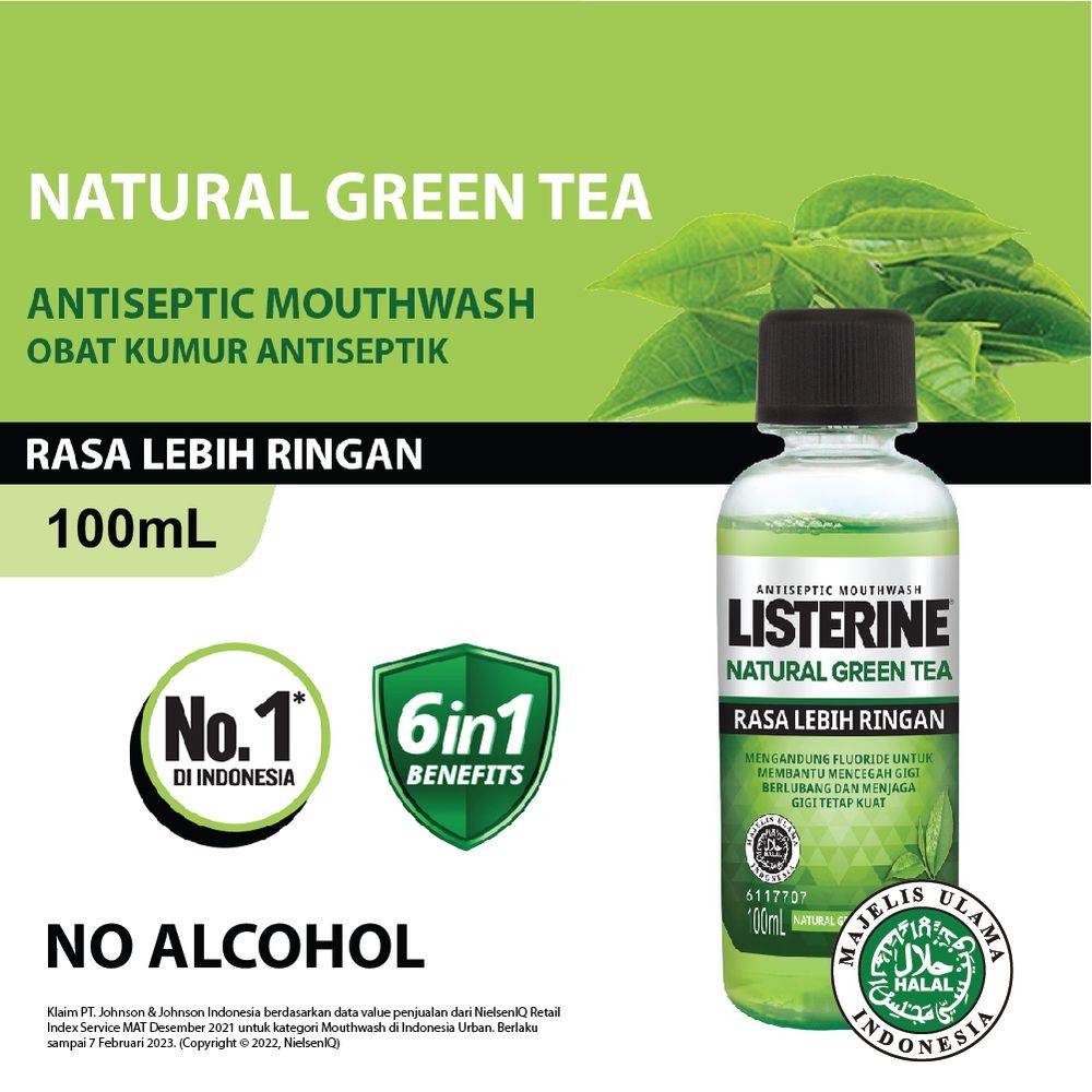 LISTERINE MOUTHWASH ANTISEPTIC NATURAL GREEN TEA 100mL