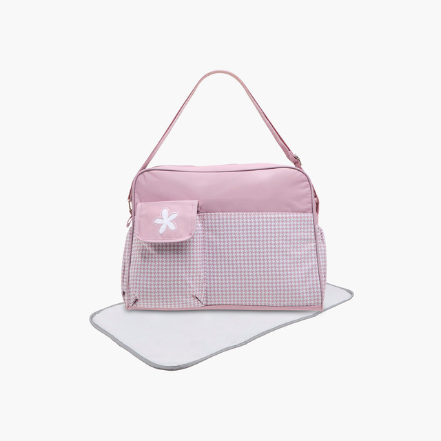 Babyshop Juniors Checked Diaper Bag with Double Handle and Zip Closure